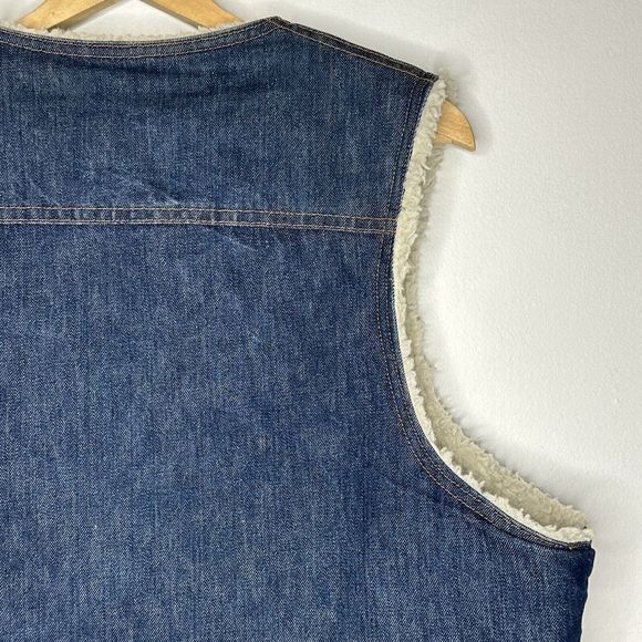 OshKosh B'gosh Mens Vest Sherpa Lined Blue Denim Vintage Men's X-Large‎ USA - Picture 8 of 12